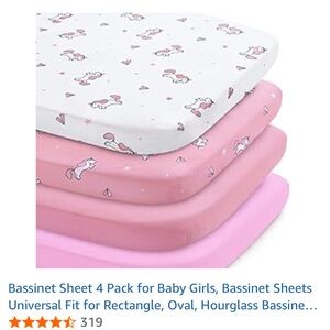 Bassinet Sheets / 3 pack - Pink & Purple, Unicorn / Pack of THREE (not 4)